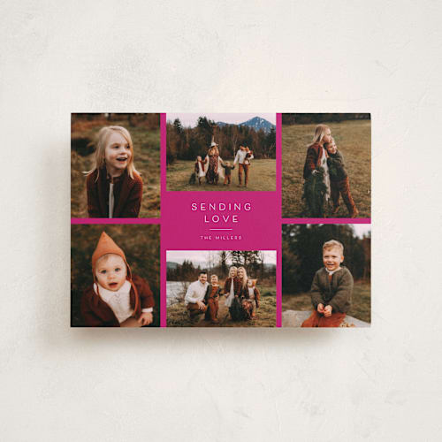 This is a fuschia valentines day with standard by Juneau Designs called a taste of christmas printing on recycled smooth signature in petite