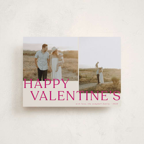 This is a fuchsia valentines day with standard by Brianne Larsen called levels printing on recycled smooth signature in petite