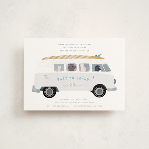 This is a sun baby shower postcards with standard by Jenna Holcomb called baby on board printing on signature in postcard