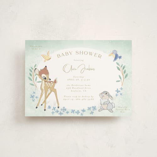 This is a forest baby shower postcards with standard by frau brandt called disney's bambi forest printing on signature in postcard