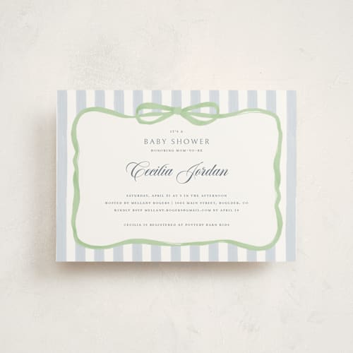This is a mint baby shower postcards with standard by Pati Cascino called celina printing on signature in postcard