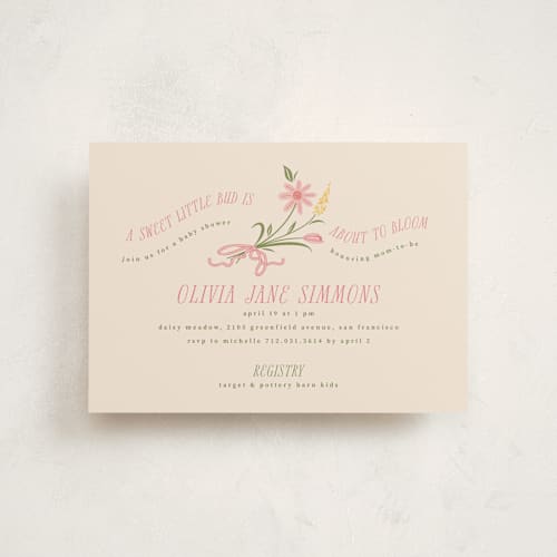 This is a garden baby shower postcards with standard by letterfix called little bud printing on signature in postcard
