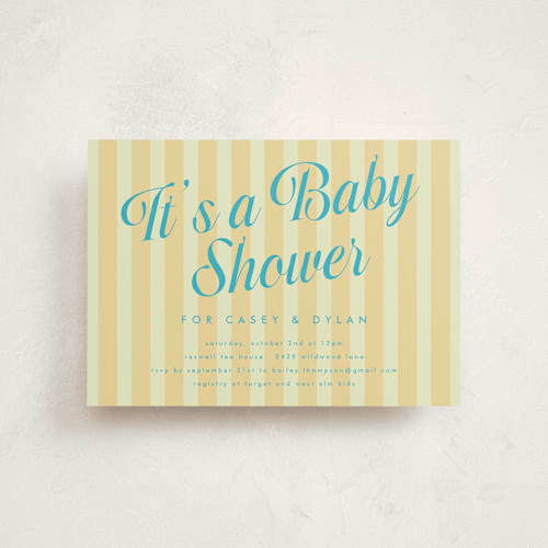 This is a lemonade baby shower postcards with standard by Morgan Kendall called soda shoppe printing on signature in postcard