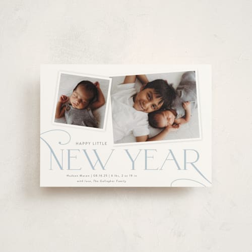 This is a powder babys first christmas with standard by Sarah Brown called little addition printing on signature in postcard