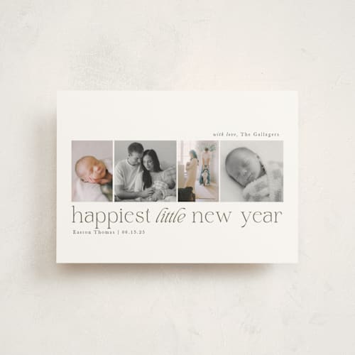 This is a forest babys first christmas with standard by Sarah Brown called little merriest printing on signature in postcard