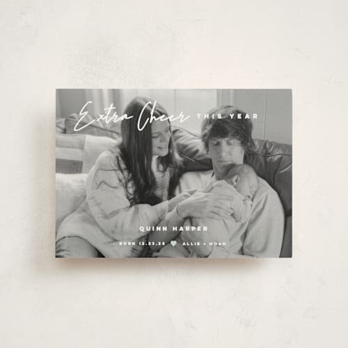 This is a snow babys first christmas with standard by fatfatin called extra cheer printing on signature in postcard