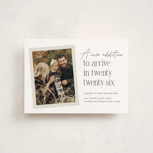 This is a winter babys first christmas with standard by Heather Schertzer called new addition printing on signature in postcard