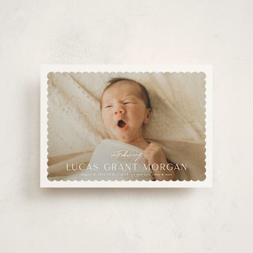 This is a icing birth announcement postcards with standard by Yaling Hou Suzuki called first glimpse printing on signature in postcard