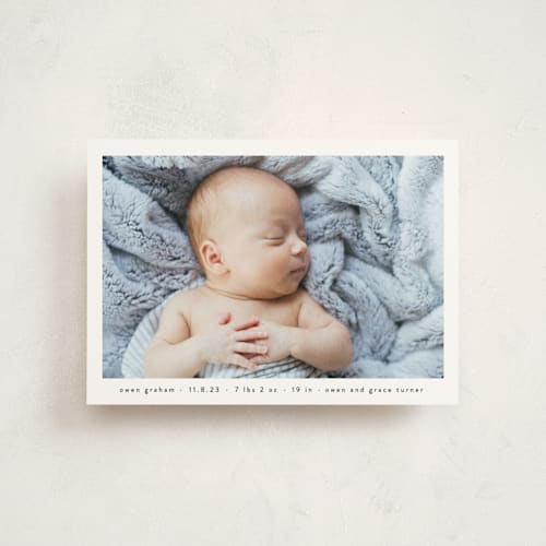 This is a onyx birth announcement postcards with standard by Lauren Chism called basic printing on signature in postcard
