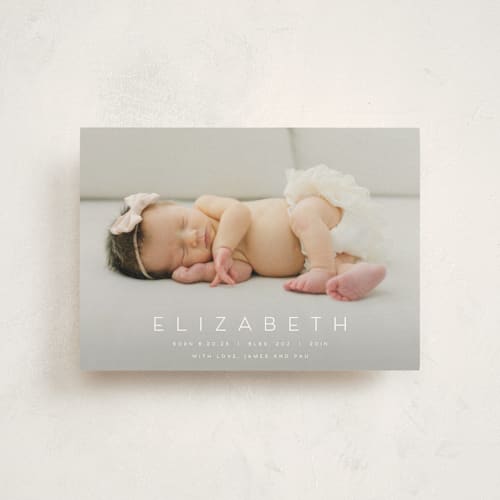 This is a sugar birth announcement postcards with standard by Juneau Designs called sweet love printing on signature in postcard