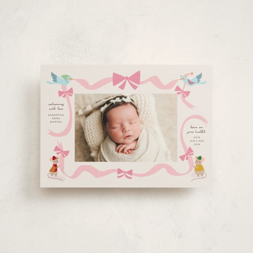 This is a blush birth announcement postcards with standard by Lori Wemple called disney cinderella birth announcement printing on signature in postcard