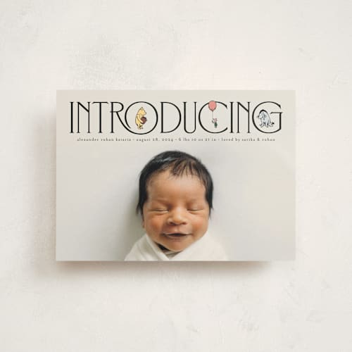 This is a ink birth announcement postcards with standard by Heather Schertzer called silly old bear printing on signature in postcard