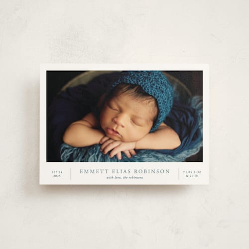 This is a lake birth announcement postcards with standard by Vanessa Doyle called with love printing on signature in postcard