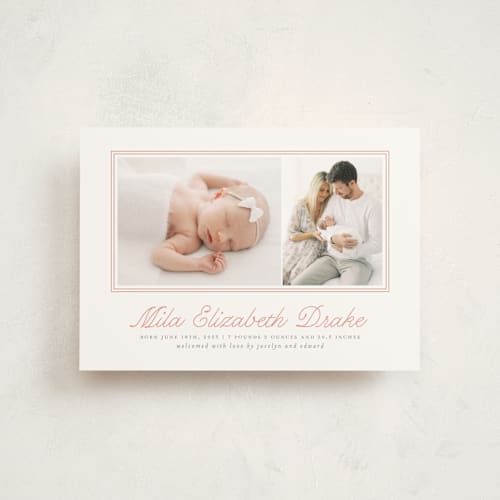 This is a melon birth announcement postcards with standard by Laura Hankins called byline printing on signature in postcard