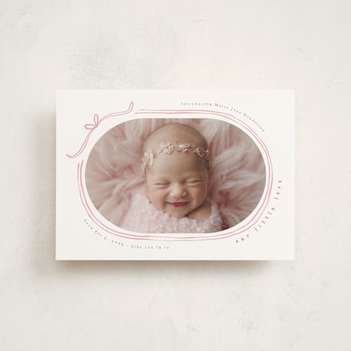 This is a gumdrop birth announcement postcards with standard by Creo Study called bundle of joy printing on signature in postcard