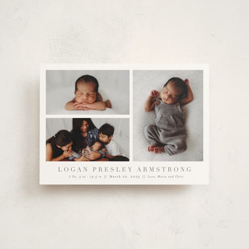 This is a fawn birth announcement postcards with standard by Megan Davis called menil printing on signature in postcard