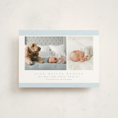 This is a sky birth announcement postcards with standard by Nicoletta Savod called sweet one printing on signature in postcard