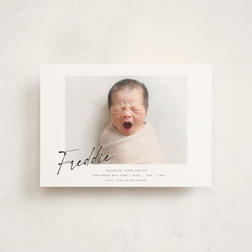 This is a dove birth announcement postcards with standard by Paula Pecevich called nickname printing on signature in postcard