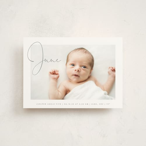 This is a storm birth announcement postcards with standard by Olivia Raufman called chic introduction printing on signature in postcard