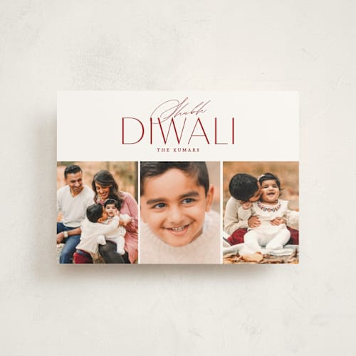This is a fiery diwali cards with standard by Erin L. Wilson called three of a kind printing on signature in postcard