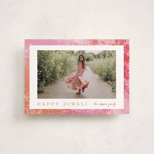 This is a flower diwali cards with standard by Angela Garrick called light printing on signature in postcard