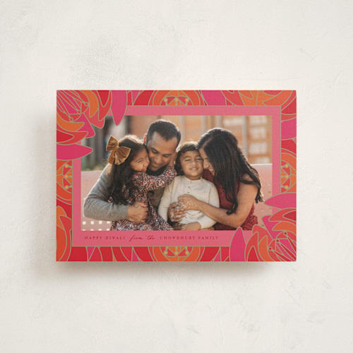 This is a paprika diwali cards with standard by Kamala Nahas called lotus printing on signature in postcard