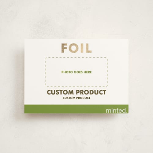 This is a gold christmas postcards with foil pressed by Minted called landscape custom printing on signature in postcard