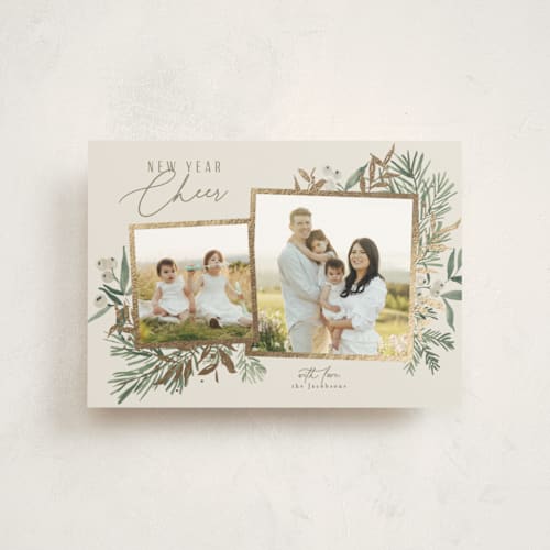 This is a ash christmas postcards with foil pressed by Everett Paper Goods called pine duo printing on signature in postcard