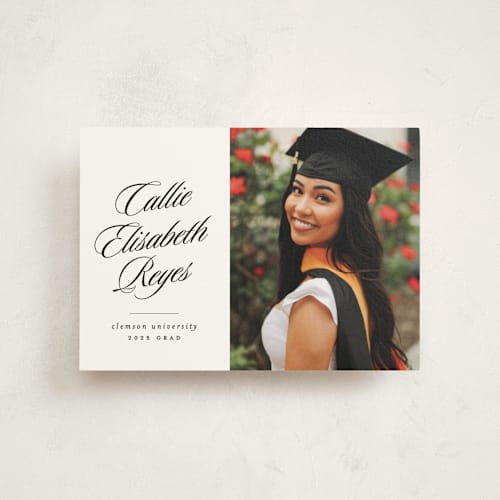 This is a newspaper graduation announcements with standard by Lea Delaveris called most classic printing on signature in petite