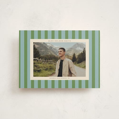 This is a seaside graduation announcements with standard by Morgan Kendall called preppy stripes printing on signature in petite