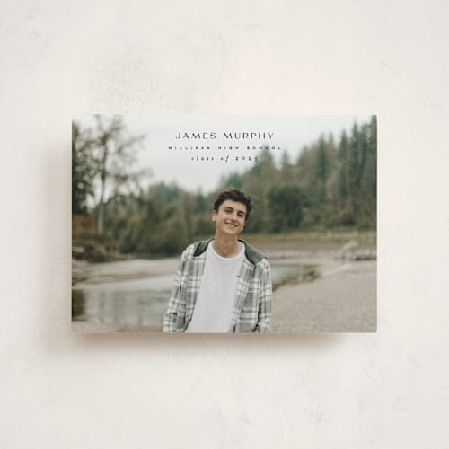 This is a mortarboard graduation announcements with standard by Owl and Toad called understated printing on signature in petite