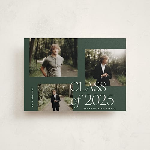 This is a forest graduation announcements with standard by Kelly Schmidt called troi printing on signature in petite