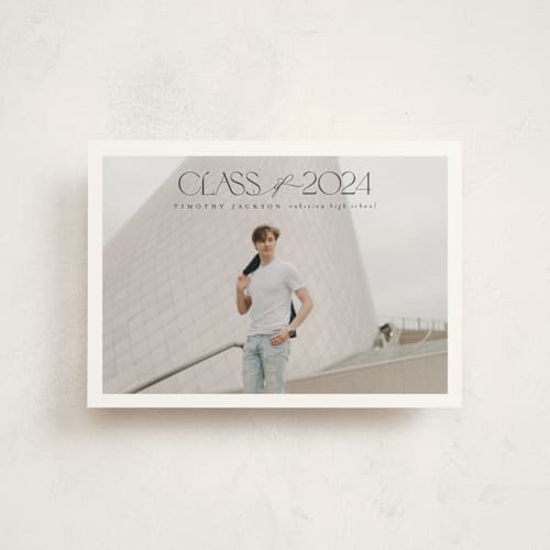 This is a charcoal graduation announcements with standard by Nicole Walsh called class printing on signature in petite
