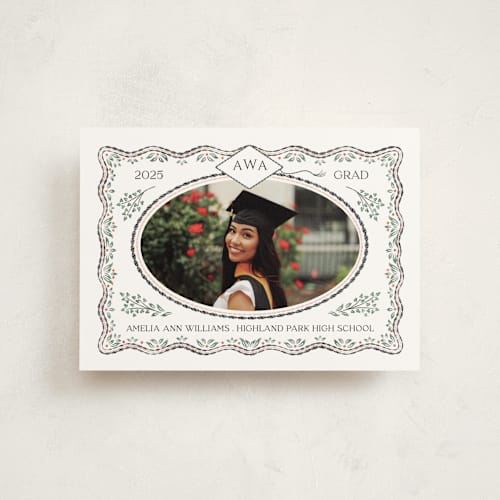 This is a linen graduation announcements with standard by Paper Sun Studio called ivy grad printing on signature in petite