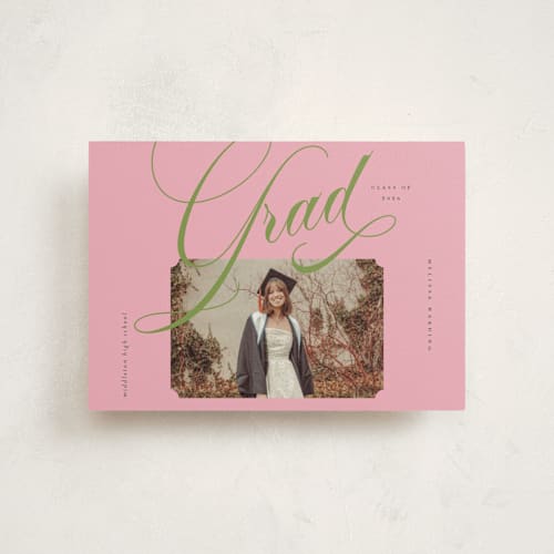 This is a strawberry matcha graduation announcements with standard by Vera Lim called bold.. printing on signature in petite