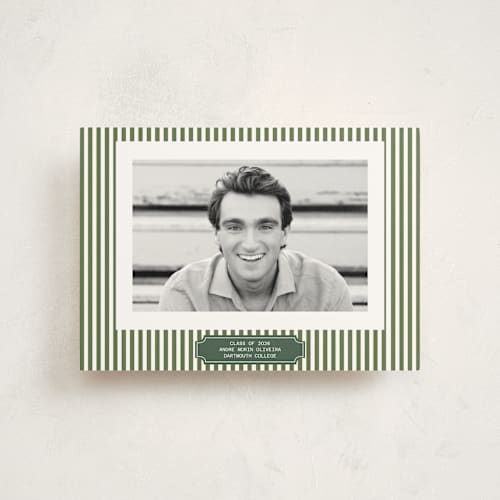 This is a pine graduation announcements with standard by Sherley Ferreira called stripes of success printing on signature in petite