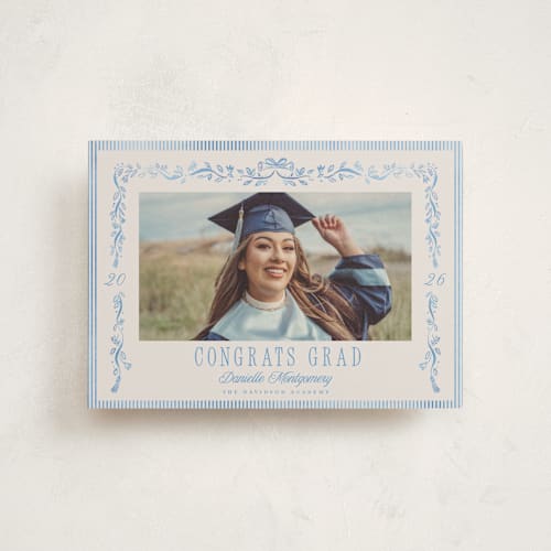 This is a sky graduation announcements with standard by Petra Kern called hats down printing on signature in petite