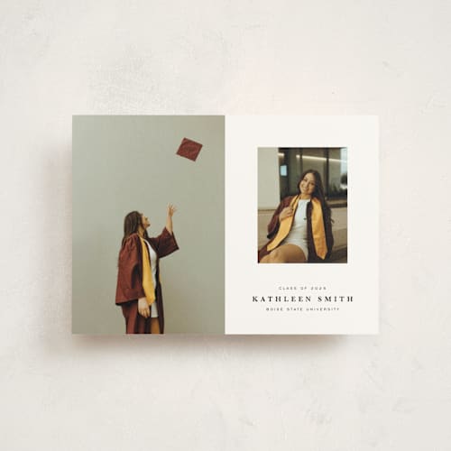 This is a salt graduation announcements with standard by Joyce Pinheiro called go far printing on signature in petite