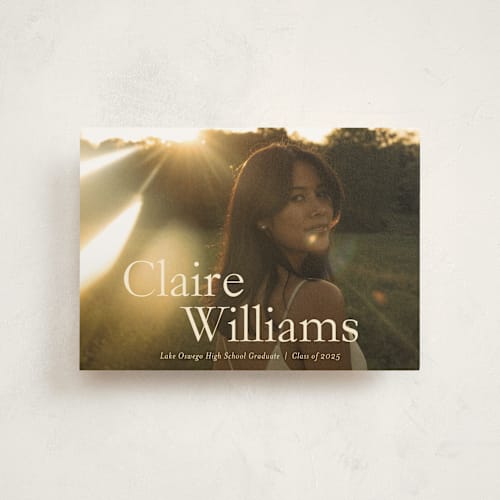 This is a milk graduation announcements with standard by Ani Somi called california printing on signature in postcard