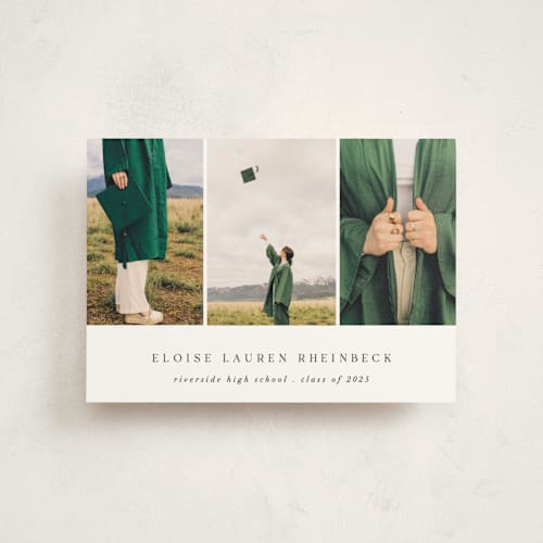 This is a cotton graduation announcements with standard by Morgan Kendall called carousel printing on signature in postcard