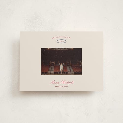 This is a sand graduation announcements with standard by Rachel Cassel called the single photo printing on signature in postcard