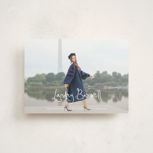 This is a cotton graduation announcements with standard by Sara Hicks Malone called westminster printing on signature in postcard