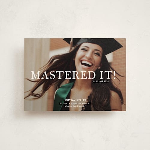 This is a snow graduation announcements with standard by Stacie Stankos called mastered it printing on signature in postcard