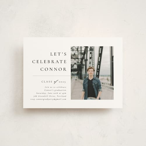 This is a snow graduation invitations with standard by Meggy Masters called divided printing on signature in postcard