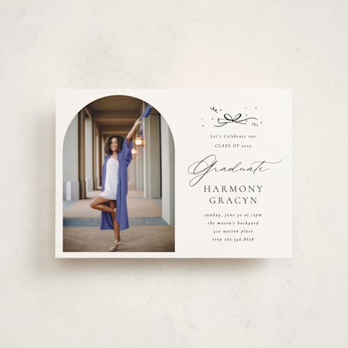 This is a quartz graduation invitations with standard by Becky Nimoy called arch photo printing on signature in postcard