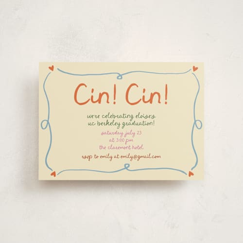 This is a verona graduation invitations with standard by Stephanie Heinrich Godbout called cin cin printing on signature in postcard