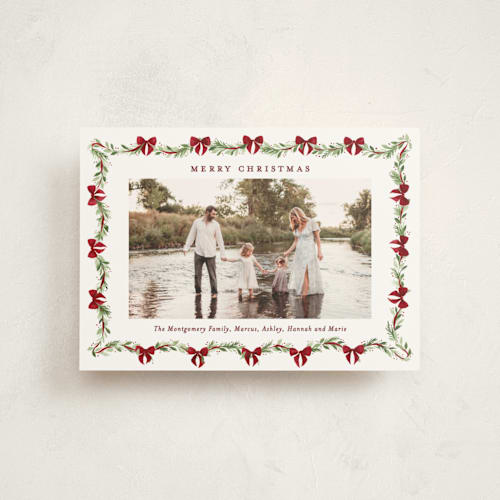 This is a berry petite holiday cards with standard by Sarah Knight called garland printing on signature in petite