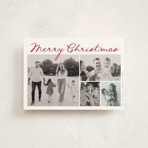 This is a cherry petite holiday cards with standard by Kelly Schmidt called handdrawn christmas printing on signature in petite