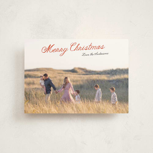 This is a holly berry petite holiday cards with standard by Cass Loh called lightly scripted printing on signature in petite