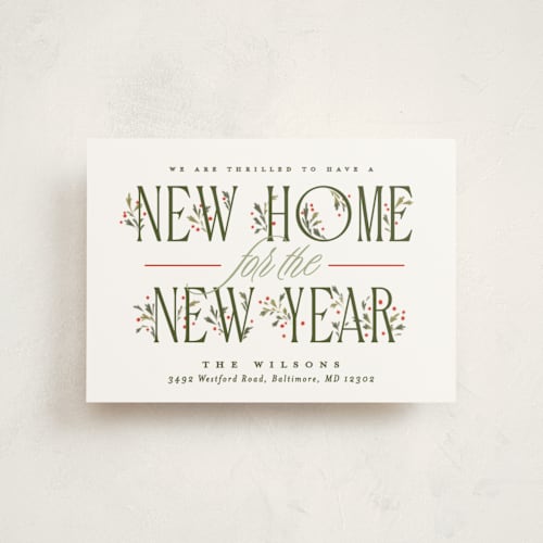 This is a festive petite holiday cards with standard by Erin L. Wilson called hearth printing on signature in petite